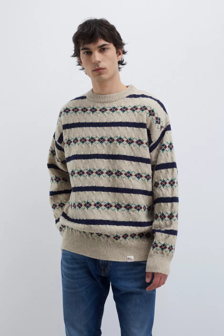 Uomo Roy Rogers Maglia Girocollo Vintage In Lana Shetland